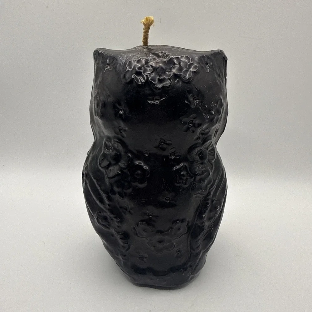 Vintage Black Owl Figural Candle 5.5